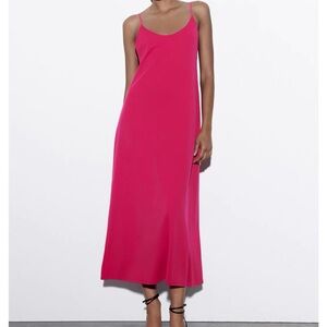 Zara pink drop back dress